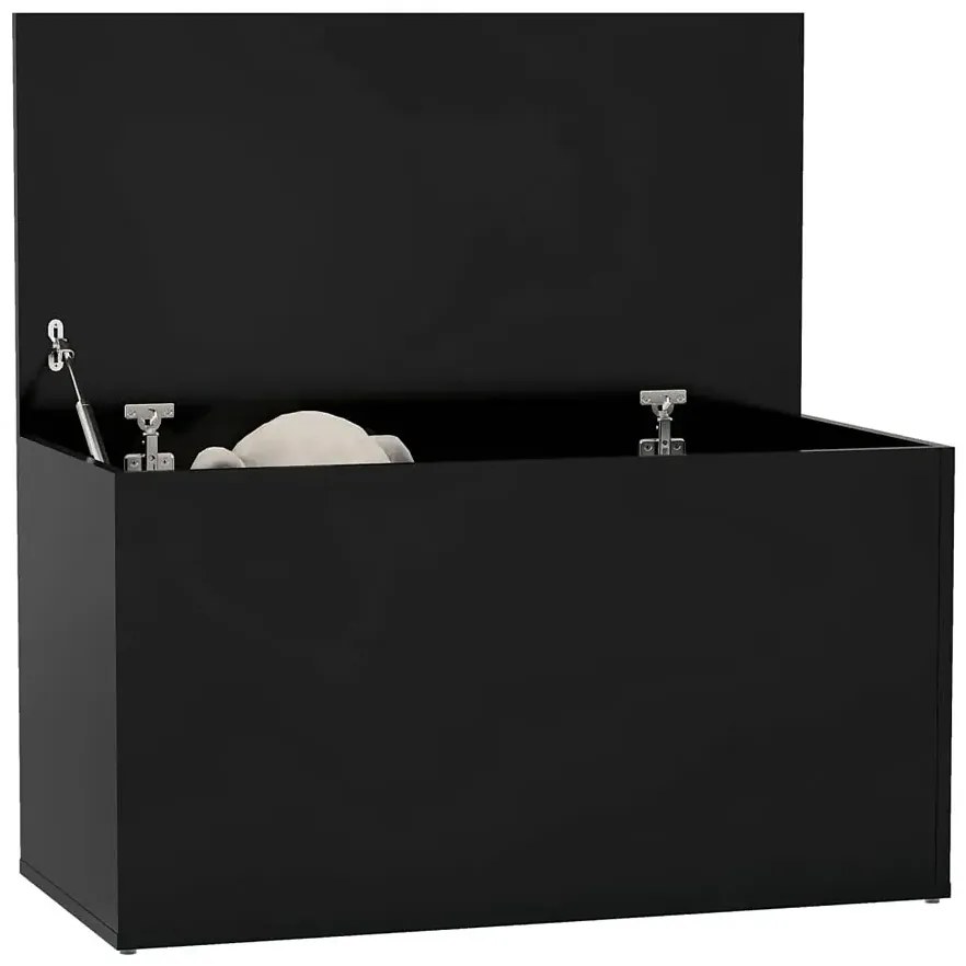 Czarna zamykana skrzynia na pościel T4-H49