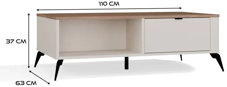 Nowoczesny stolik kawowy kaszmir + dąb castello R4-W46
