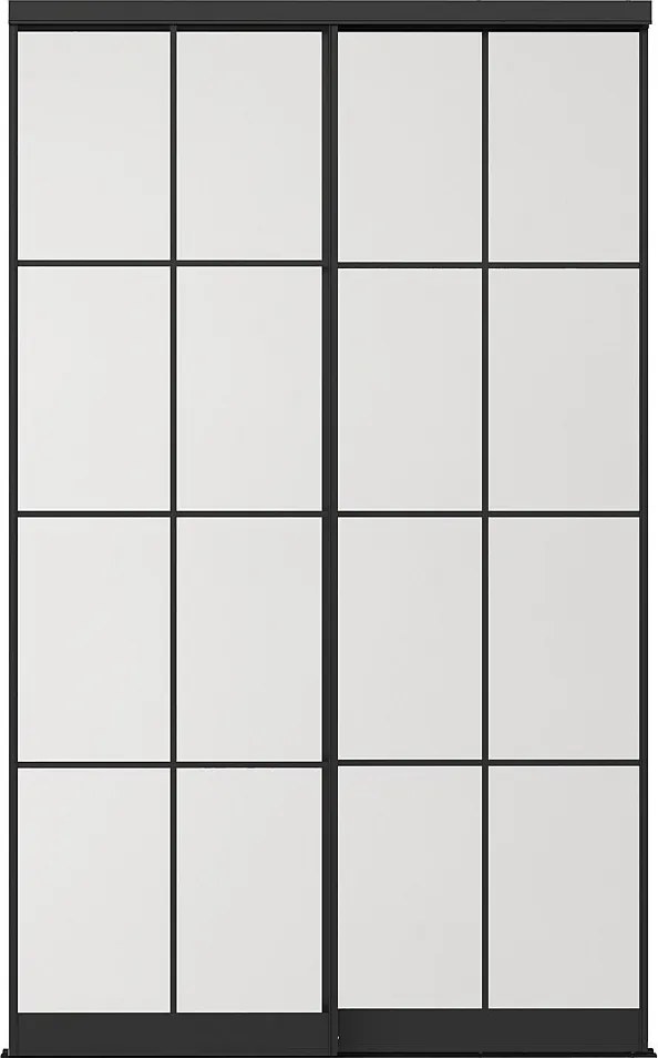 Przesuwne drzwi szafy ze stali - Czarny i matowe szkło hartowane - W250 x S130 cm - ALEPA