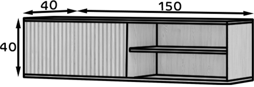 Ścienna szafka RTV ENTSIAN 150x40cm, dąb artisan