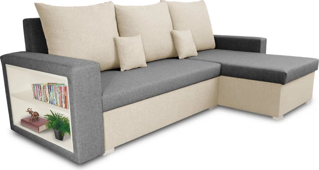 Narożnik z funkcją spania SAM1 Jasny szary/Kremowy