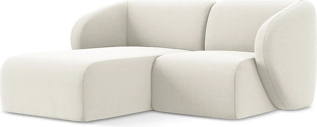 Narożnik lewostronny - z tkaniny welwetowej - jasny beż - LANI