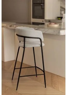 Zestaw 2 Tapicerowanych Wysokich Stołków Nalon ↑75 Cm & Czarny & Tkaniny Distressed White - Sklum