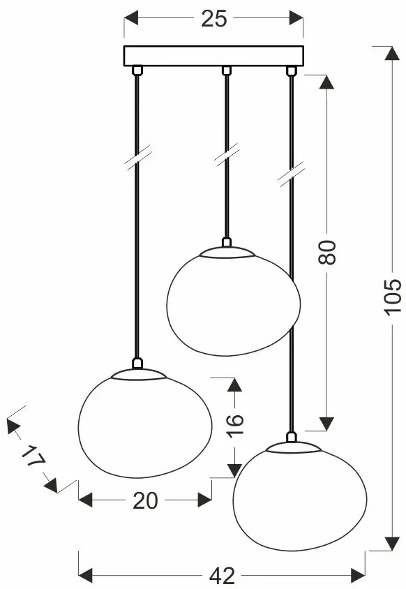 Nowoczesna lampa wisząca z trzema zwisami - D208-Flavex