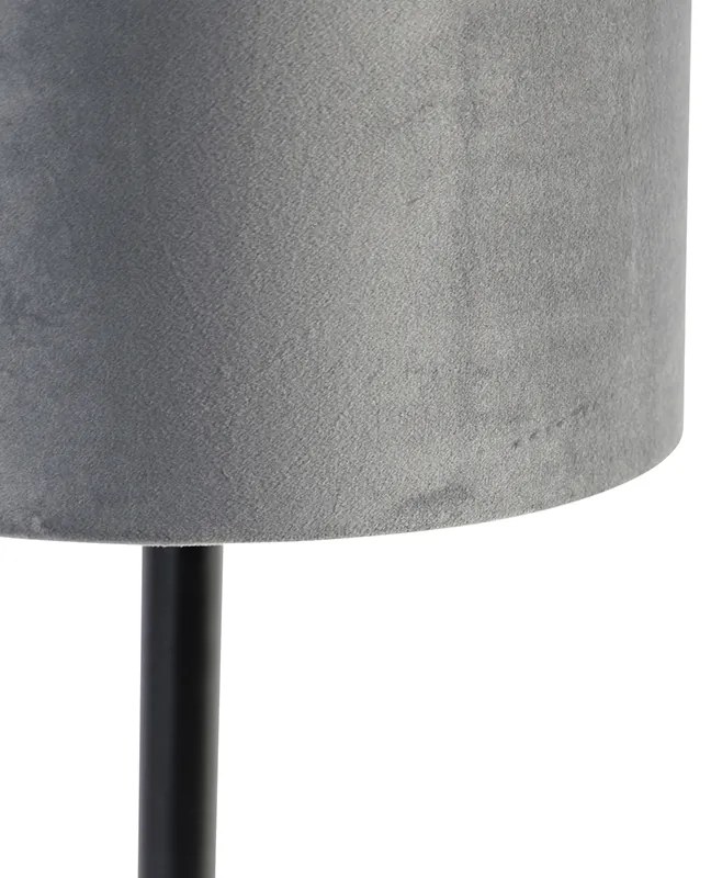 Nowoczesna lampa stołowa czarna z szarym abażurem 25 cm - Simplo Nowoczesny Oswietlenie wewnetrzne