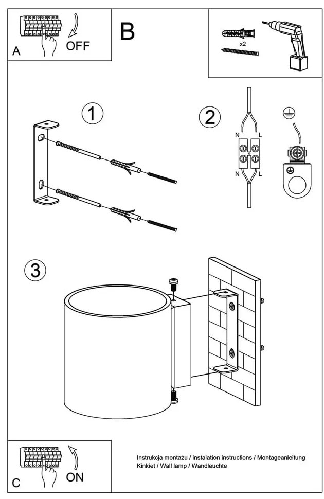Czarny kinkiet Sollux Roda