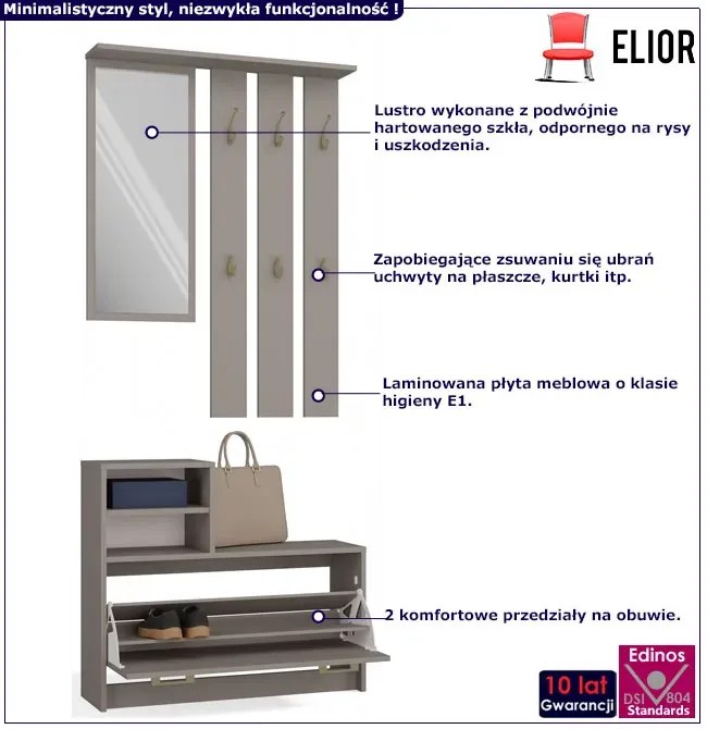 Komplet mebli do przedpokoju z lustrem glina R1-W30