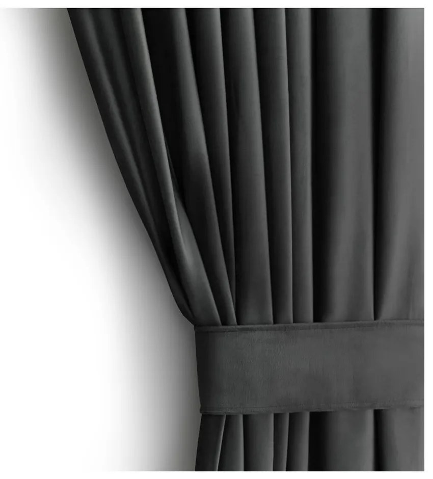 Ciemnoszara aksamitna zasłona częściowo zaciemniająca (dimout) 140x270 cm Eyelets – Restilo