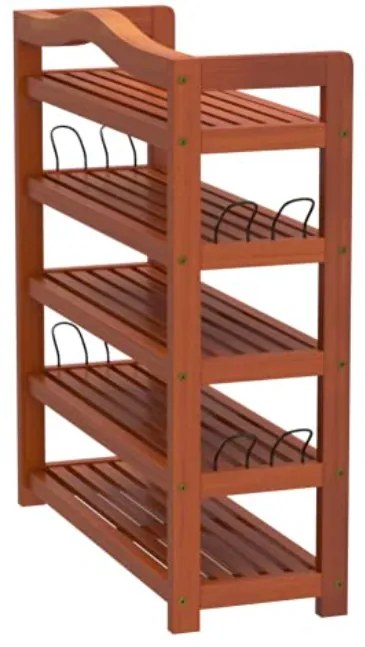 Casaria Regał na buty RUSTIC, 5 półek, 75x26x82cm, naturalna brązowa