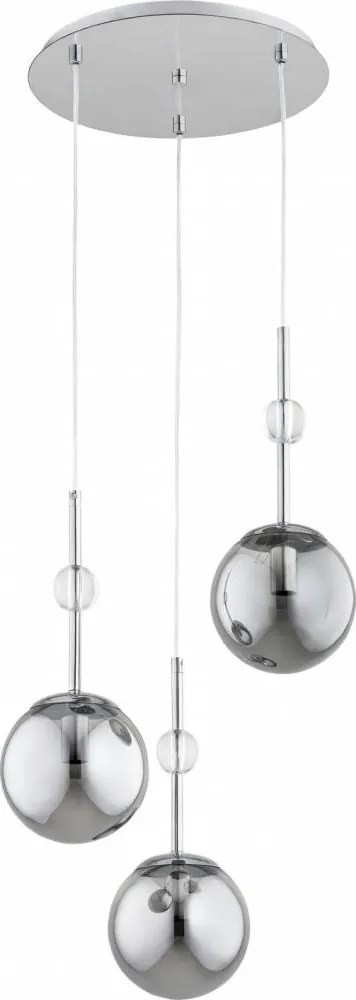 Lampa wisząca na lince ARVENA 3xE14/10W/230V błyszczący chrom/czarny/przydymiony