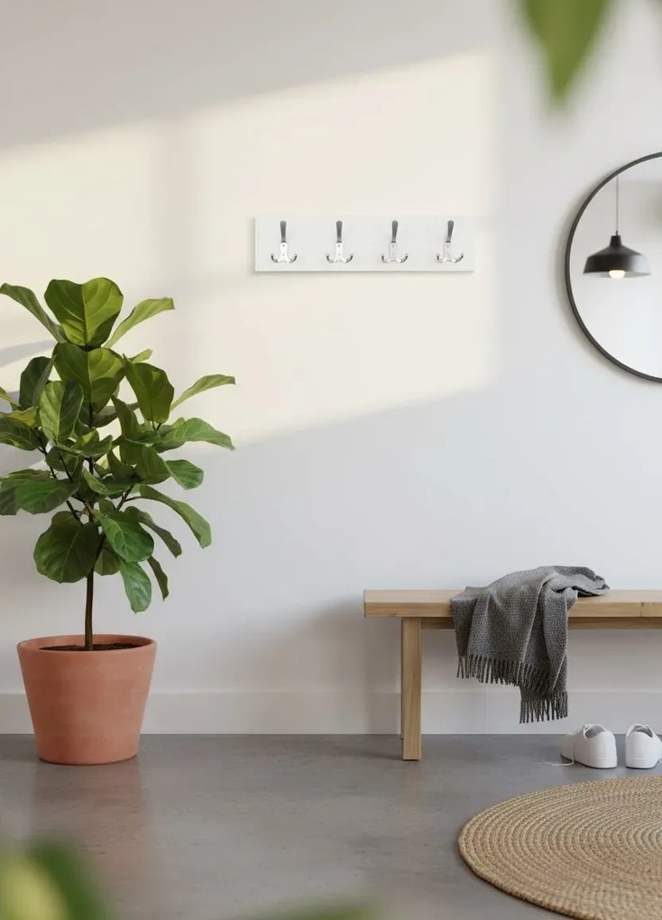 Biały wieszak ścienny z 4 haczykami W5-F35