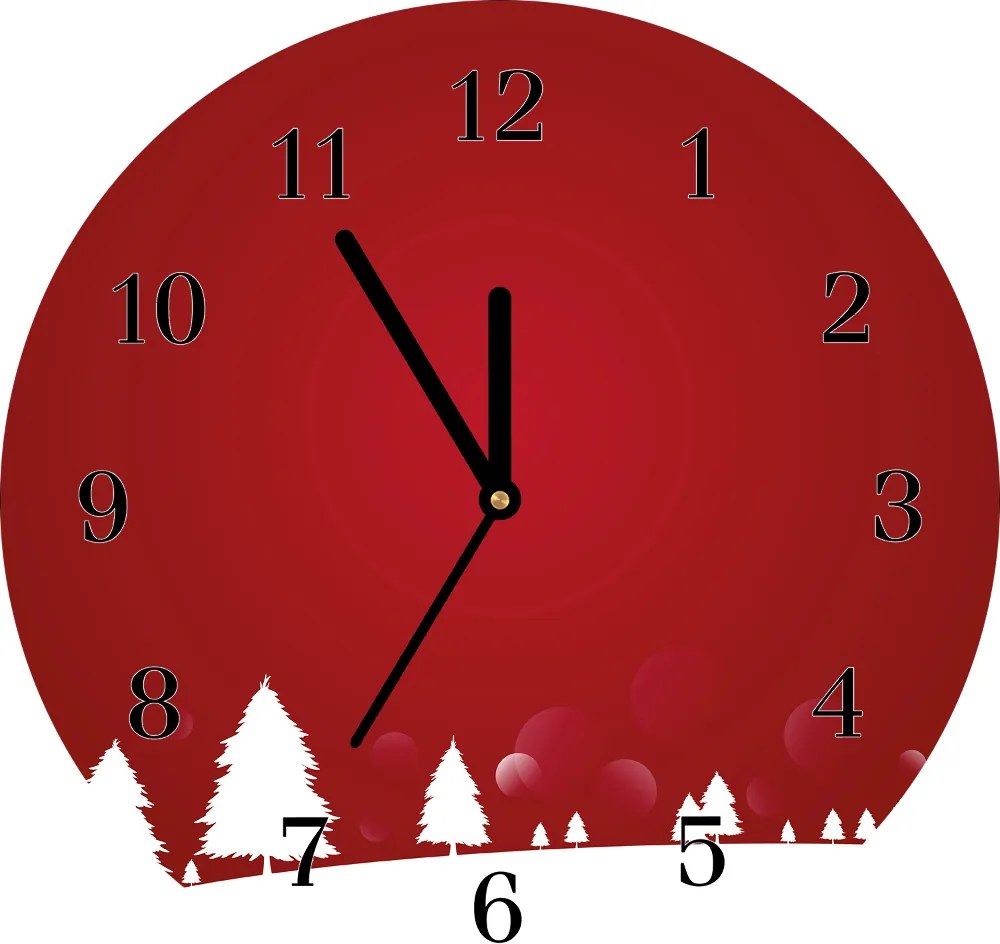 Zegar ścienny Choinki Święta Płatki Śniegu
