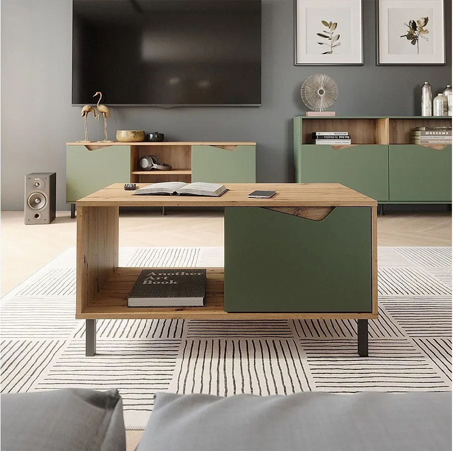 Stolik kawowy zielony/rzemieślniczy 90x50x47 marelle