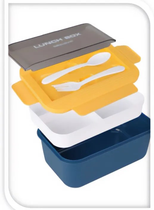 Szczelny lunchbox ze sztućcami, 21 x 14 x 7 cm