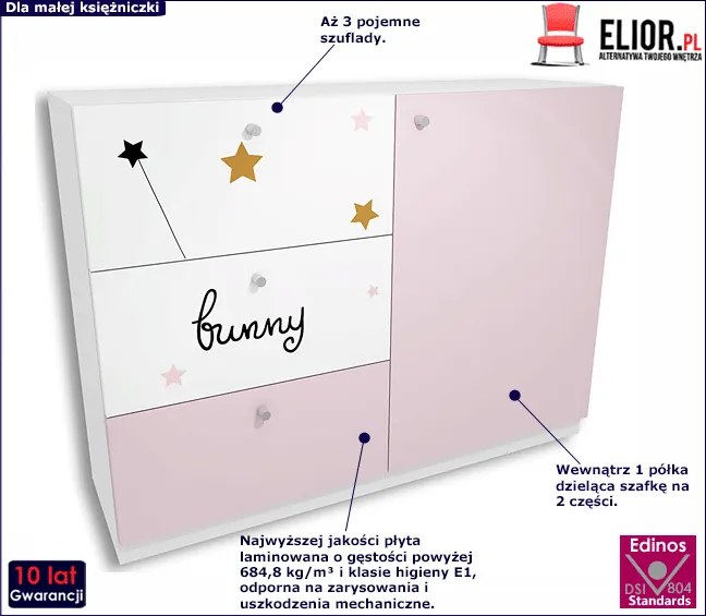 Dziecięca komoda z kolorowym nadrukiem Fixo 5X - 2 kolory