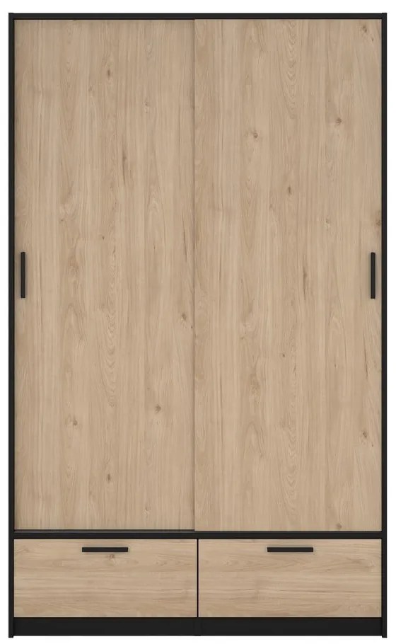 Czarno-naturalna szafa w dekorze dębu z drzwiami przesuwnymi 121x200 cm Line – Tvilum