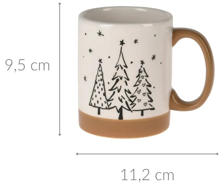 Zimowy kubek z uchem z motywem choinek, 250 ml