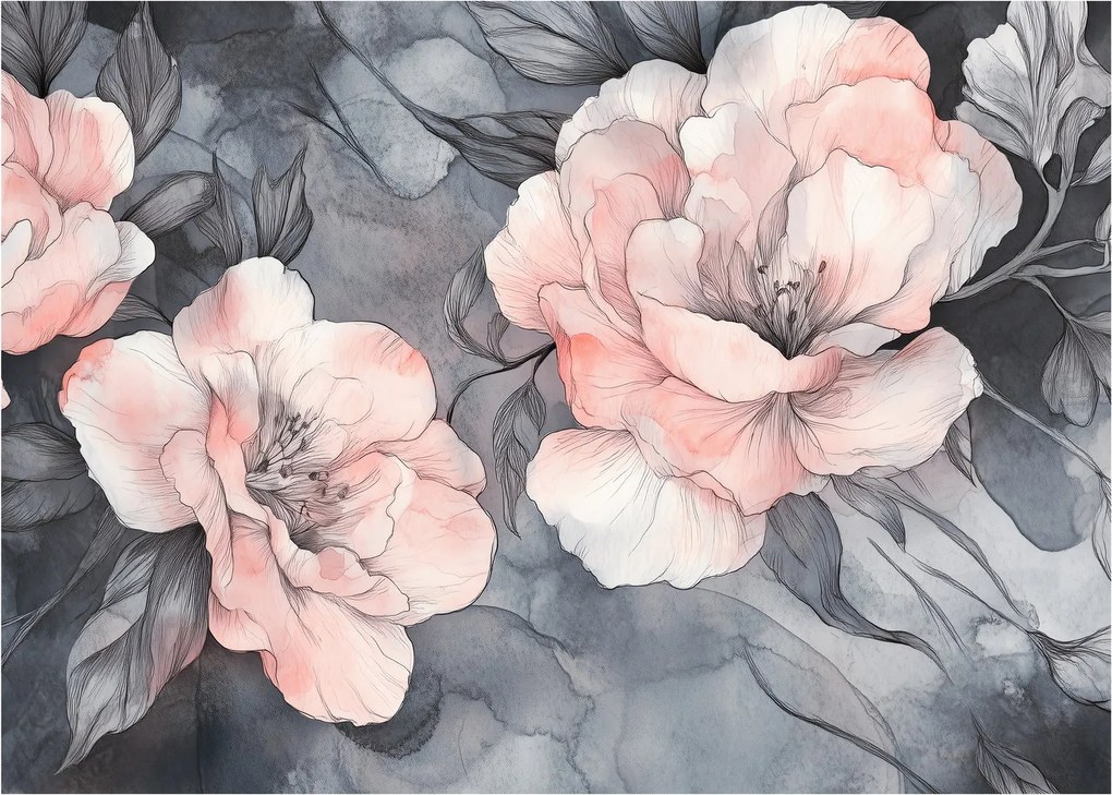 Obraz na szkle - Szkic kwiatów (70x50 cm)
