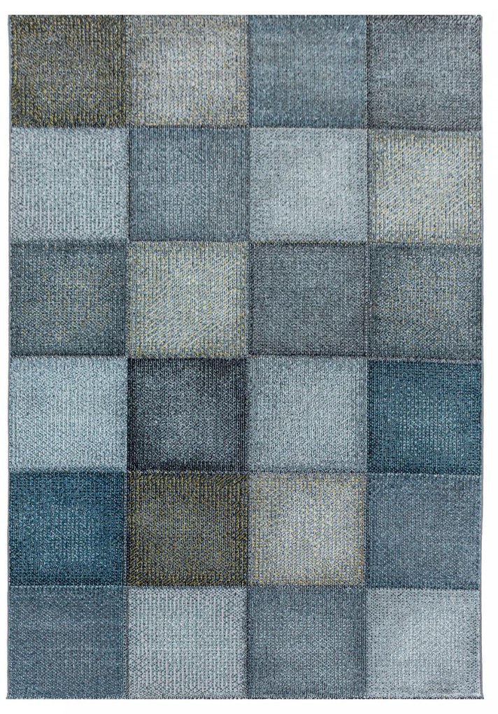 Dywan nowoczesny Ottawa kwadraty niebiesko-wielokolorowe 80 cm x 250 cm