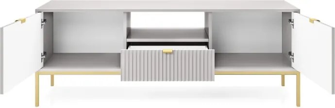 NAYA Szafka RTV 154 szara | złoty stelaż