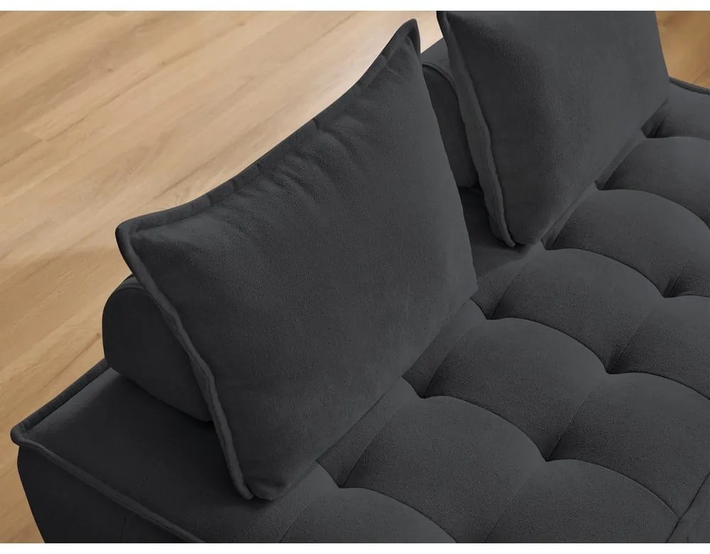 Ciemnoszara sofa z tkaniny szenilowej 175 cm Elisa – Bobochic Paris