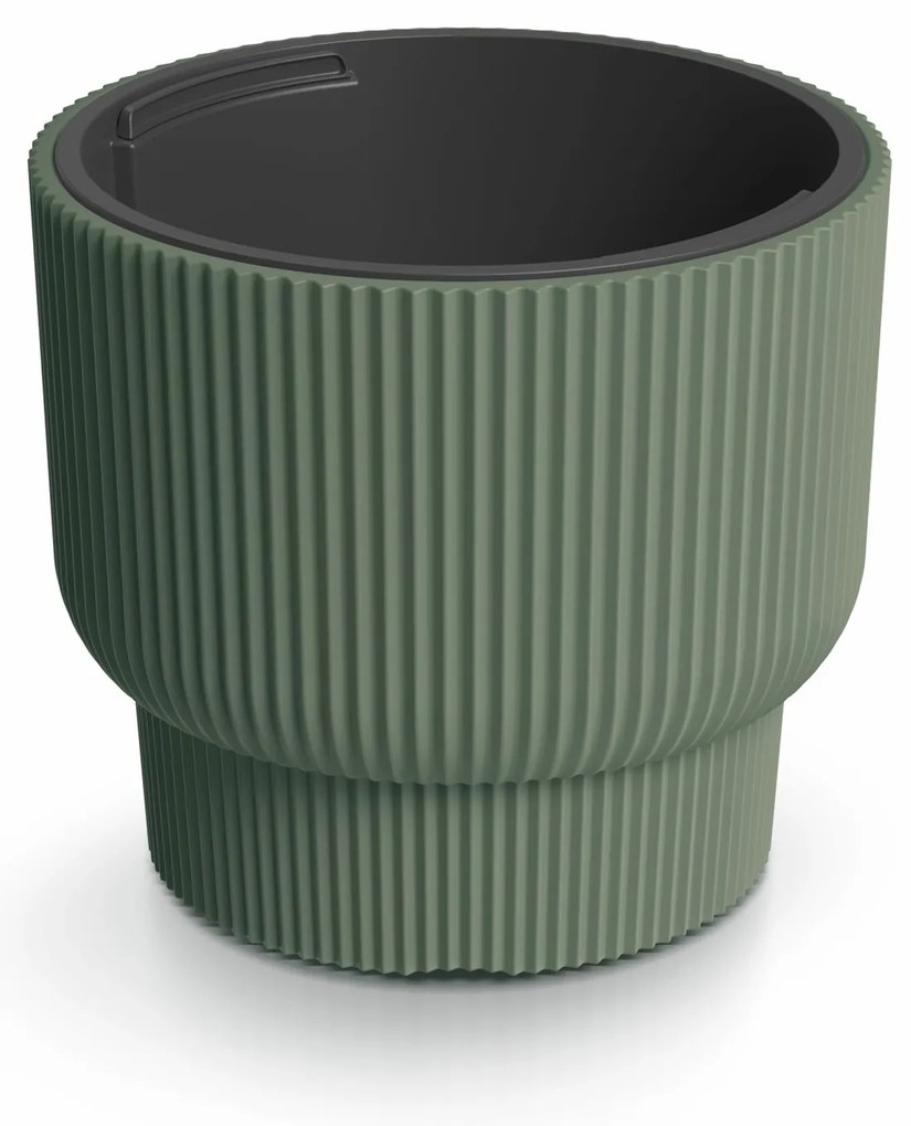 Donica ogrodowa z wkładem Milly 39,5 x 39,5 x 35 cm zielona pinia PROSPERPLAST