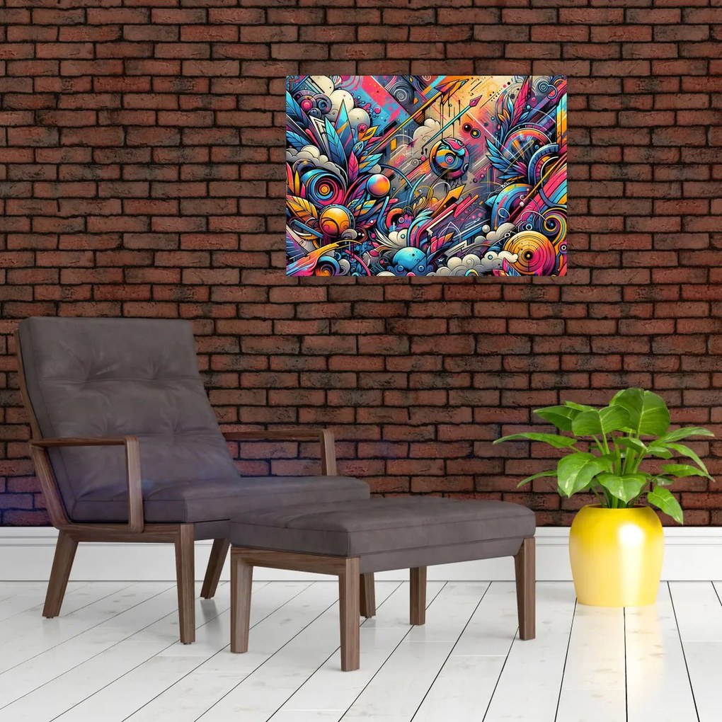 Obraz na szkle - Kolorowe graffiti (70x50 cm)