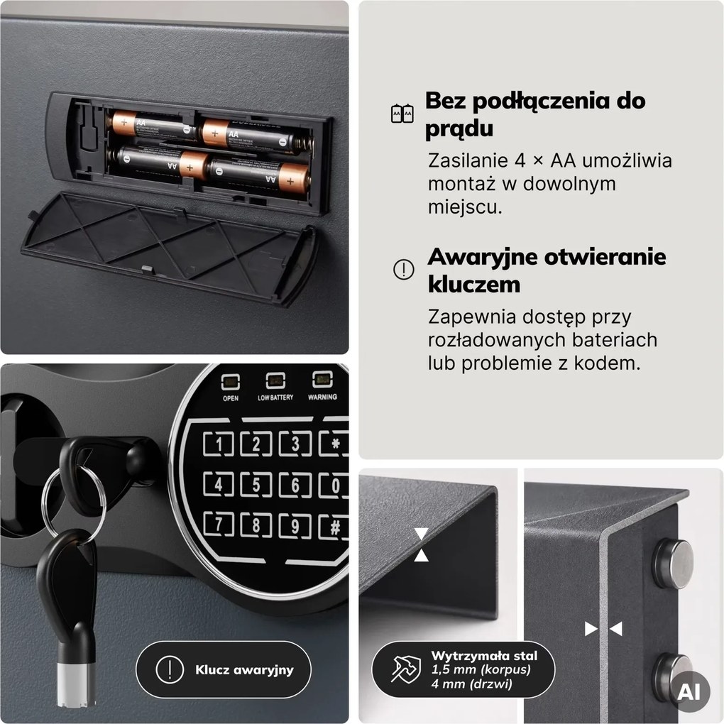 Sejf wrzutowy elektroniczny na gotówkę i utarg Pierce