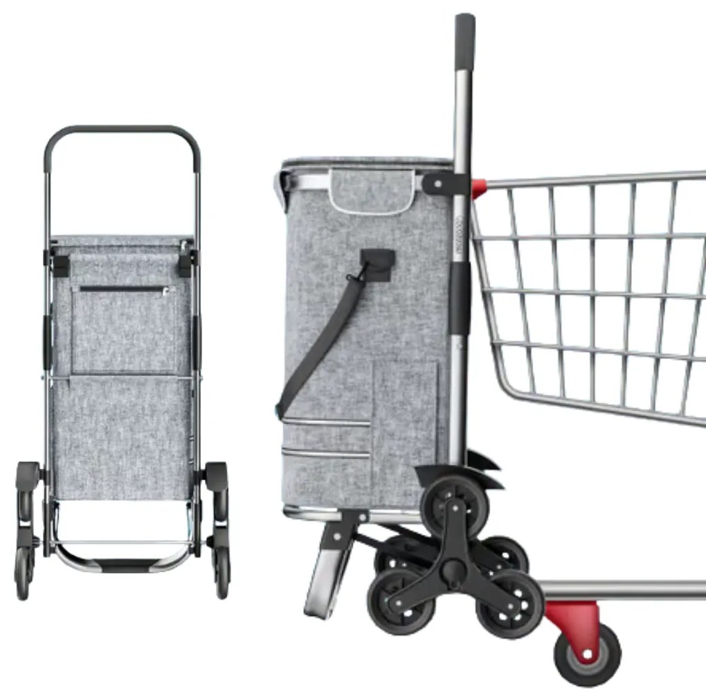 Torba na zakupy na kółkach do schodów COMFORT, 50l, szara Jurhan