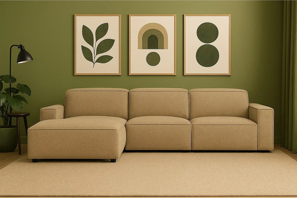 Narożnik modułowy Cursal A lewy – sofa narożna 284 x 166 cm, jasno brązowy Raven 34, nowoczesny design