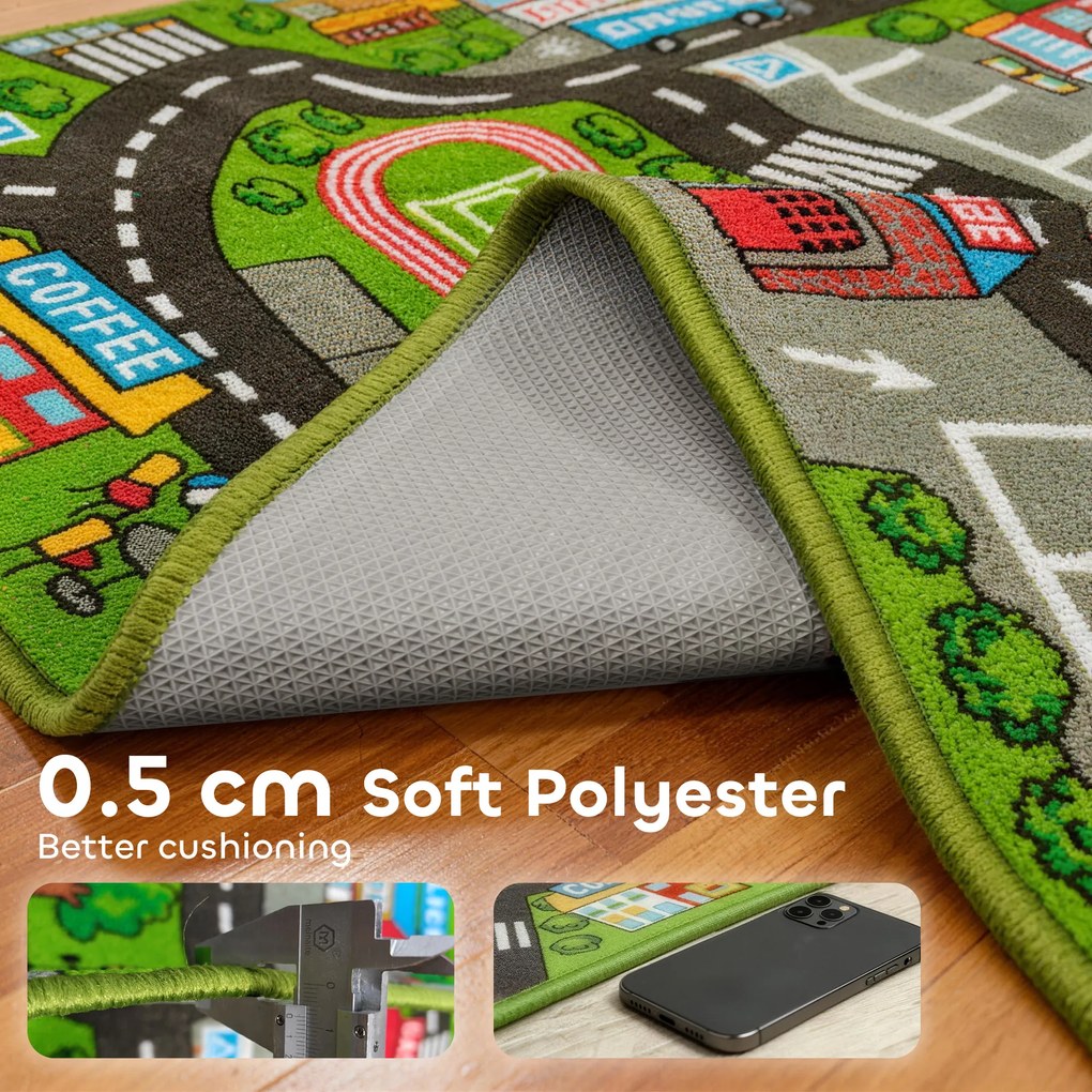 AIYAPLAY Mata do raczkowania, mata do zabawy 160x100x0,5cm, antypoślizgowa mata z motywem miasta do pokoju dziecięcego | Aosom PL