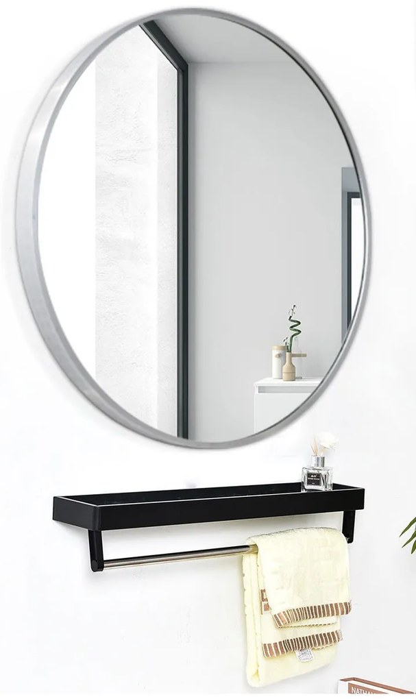 Lustro LOFT FI80cm srebrne  YX-04 ścienne okrągłe łazienkowe do salonu sypialni loftowe Industrialne minimalistyczne