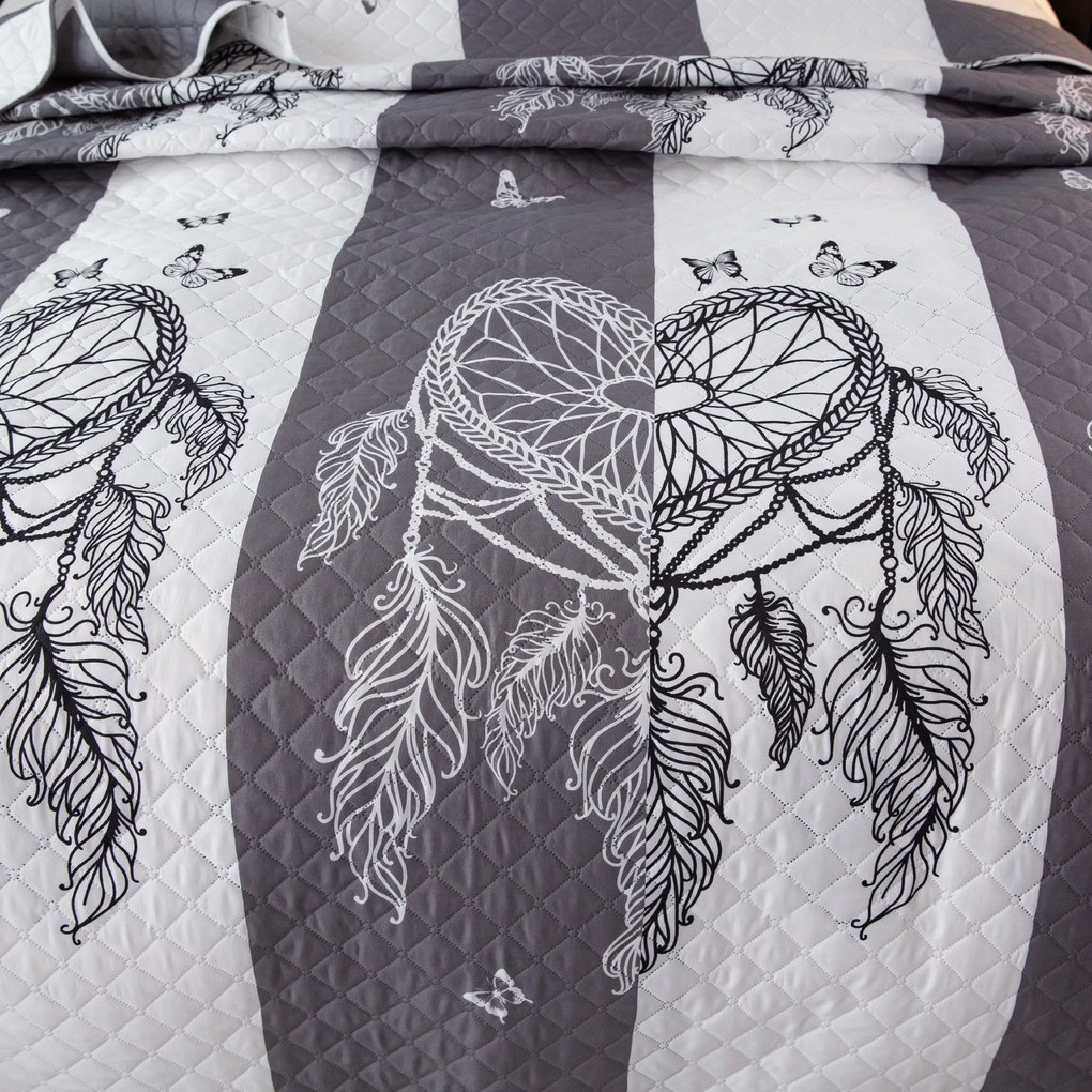 Narzuta na łóżko TIRSO szaro-biała Rozmiar: 220 x 240 cm