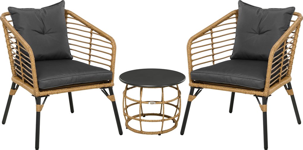 Outsunny Zestaw Bistro 3cz Odporny na Warunki Atmosferyczne Stolik Krzesła Piaskowy Ciemnoszary | Aosom PL