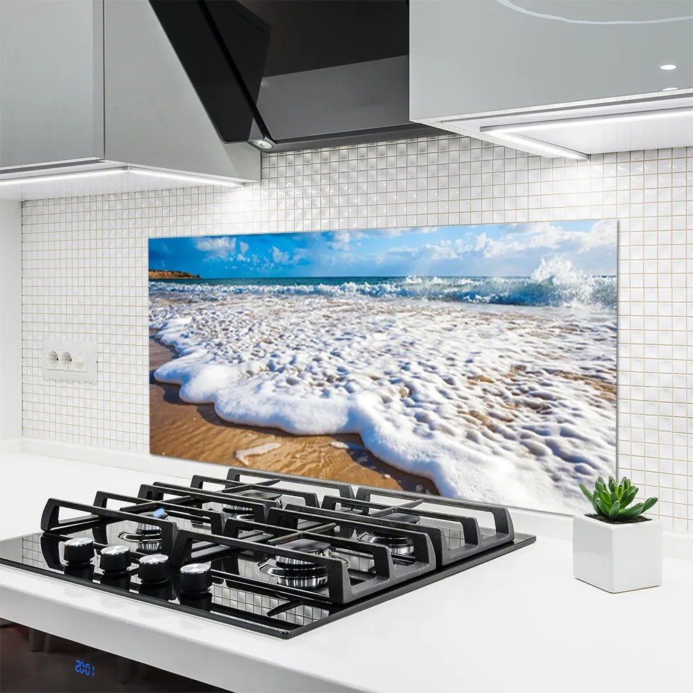 Szkło do Kuchni na Ścianę Piaszczysty Brzeg Oceanu