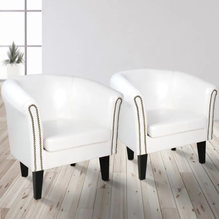 MIADOMODO Zestaw foteli Chesterfield, 58 x 71 x 70 cm, biały