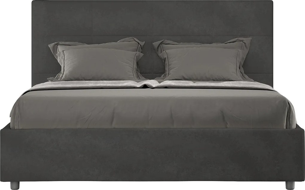 Łóżko wyposażone w stelaż z listwami z pojemnikiem tapicerowane 160x190 microfibra Szary Mika