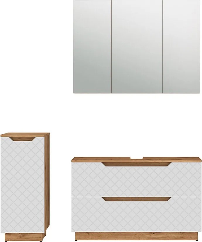 Zestaw mebli łazienkowych dąb/biały ze strukturą płytek 99.4x32x62.5 lotta