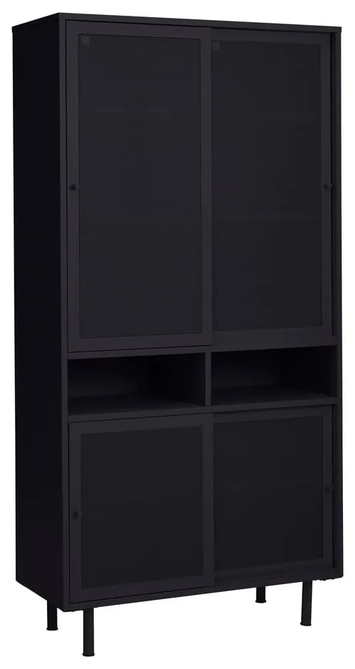 Czarna metalowa szafka z drzwiami przesuwnymi 90x180x40 cm Veep – Unique Furniture