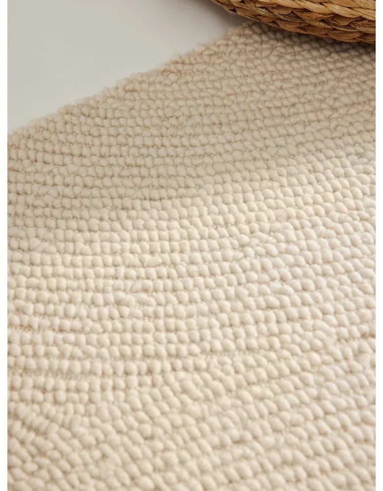 Wełniany chodnik tkany ręcznie w jasnym naturalnym kolorze 80x200 cm Eleni Natural White – Hanse Home