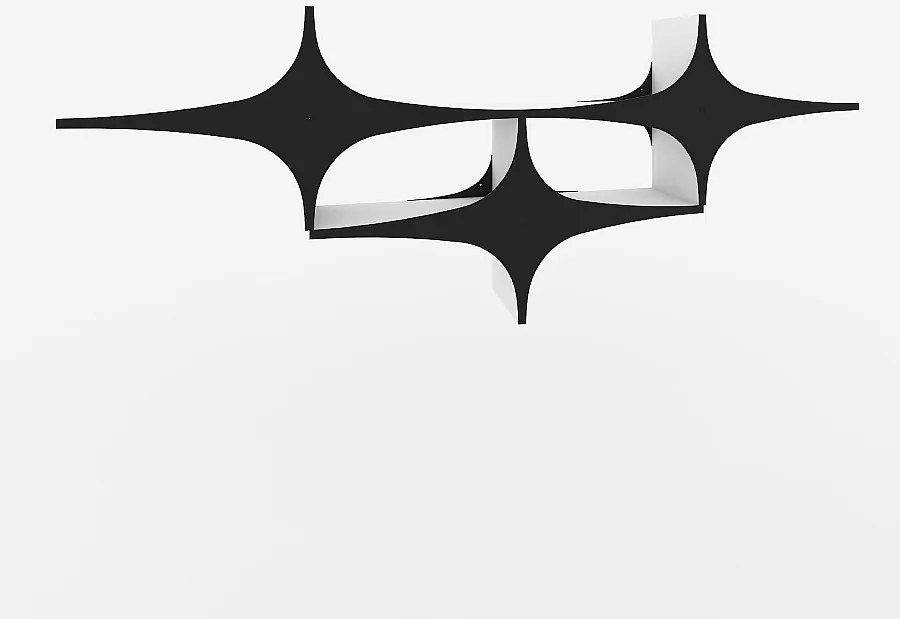 Półka ścienna – 180 cm x 69 cm x 20 cm – czarno-biała – płyta wiórowa