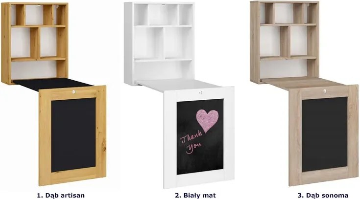 Białe składane biurko ścienne z tablicą F9-B91