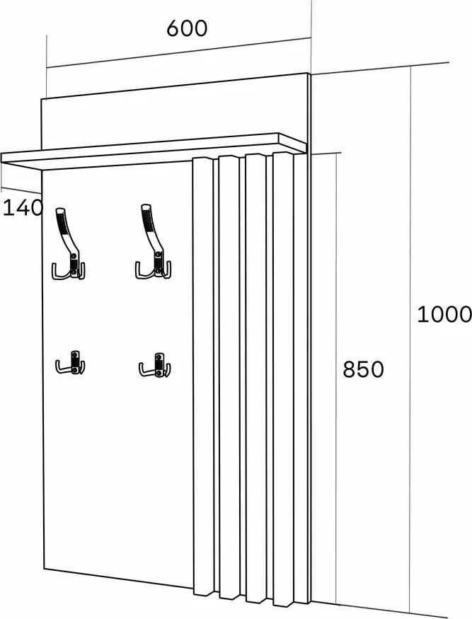 Kaszmirowy wieszak z półką do przedpokoju H7-S64