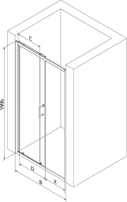 Mexen Apia drzwi prysznicowe rozsuwane 90 cm, transparent, czarne - 845-090-000-70-00