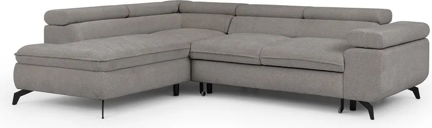 Jasnoszary narożnik z tkaniny szenilowej (lewostronny/w kształcie litery L) Marbeya – Ropez