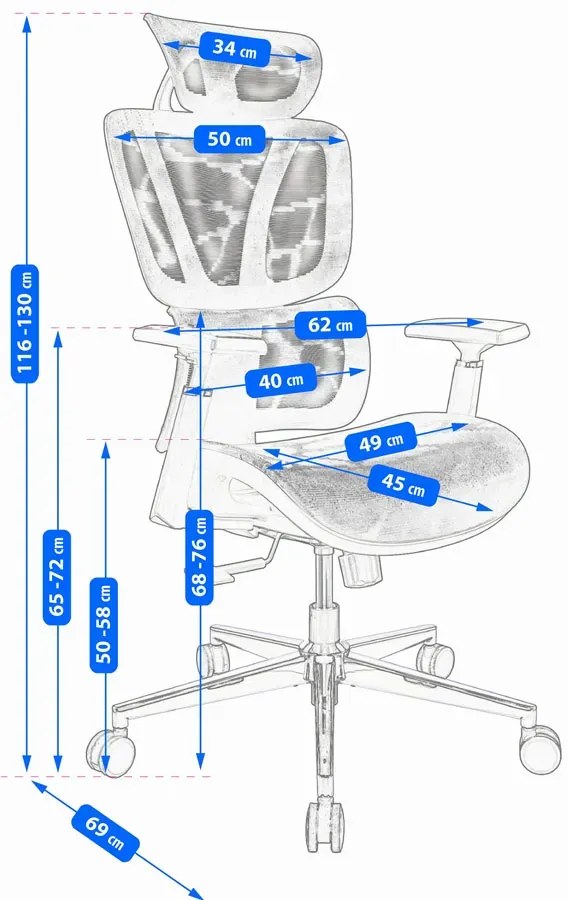 Szare ergonomiczne krzesło biurowe z zagłówkiem -  Aragos 3X