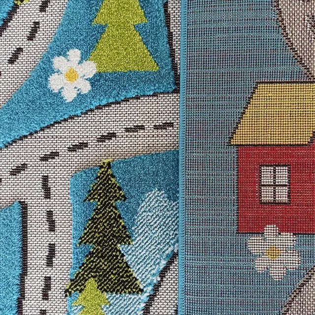 Niebieski dziecięcy dywan z uliczkami B5-M85