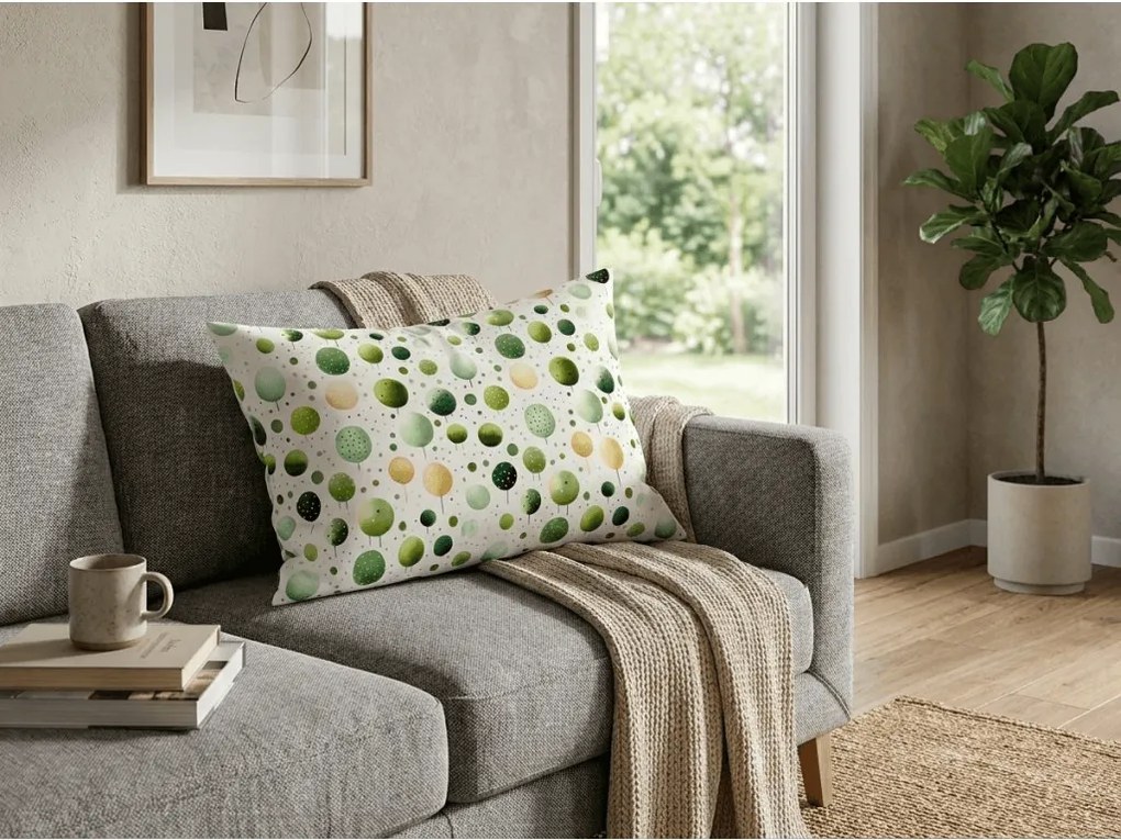 Poliestrowo-bawełniana poszewka na poduszkę GREEN TREES POLY 50x70 cm, zielona
