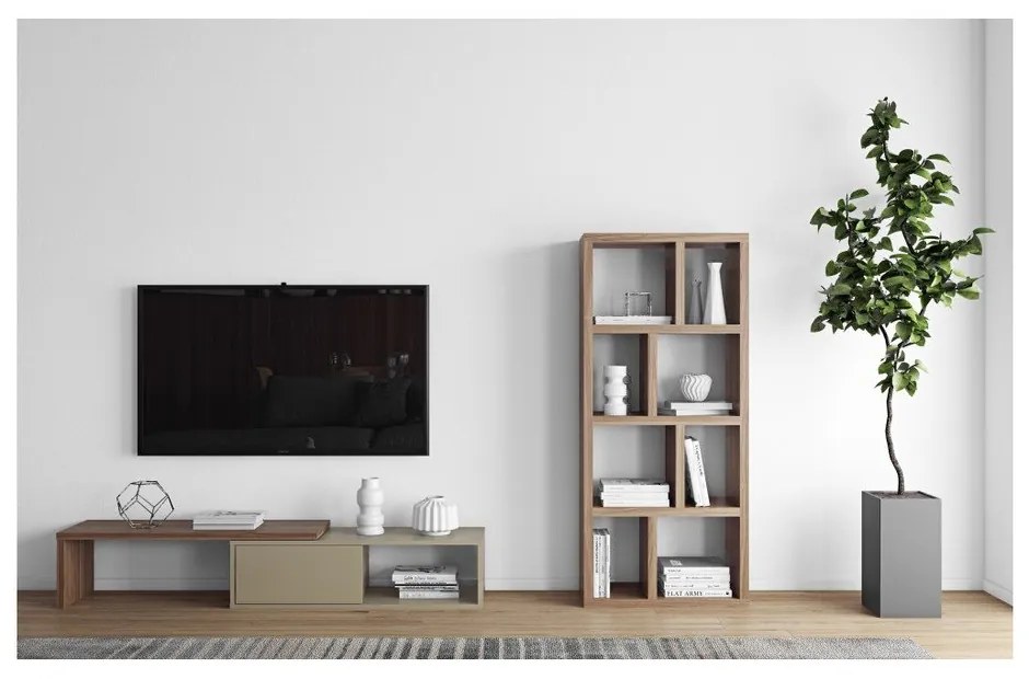 Brązowy regał w dekorze orzecha 70x159 cm Berlin – TemaHome