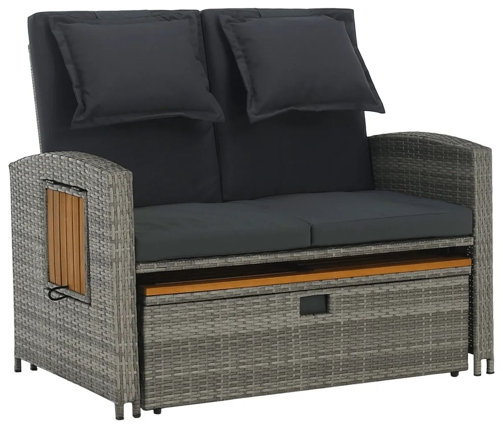 Sofa ogrodowa rattanowa MALORY, szary/naturalny